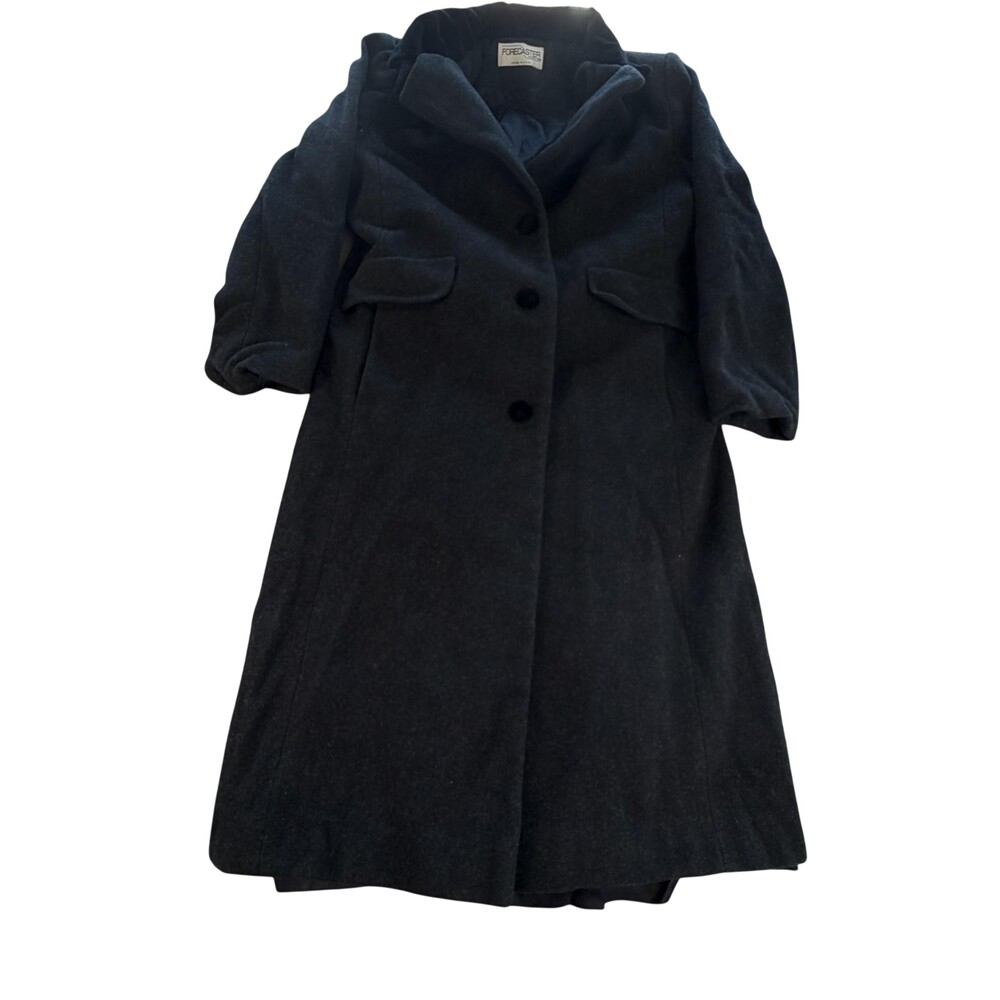 Forecaster Of Boston Coat Womens 6 Gray Wool Long Overcoat Made USA Lined Twill